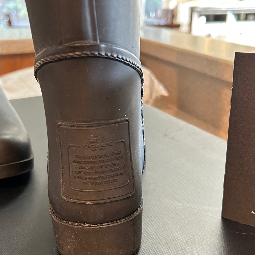 Coach Black Knee High Rain Boots- only worn once. Comes with box and packet. - Picture 3 of 7
